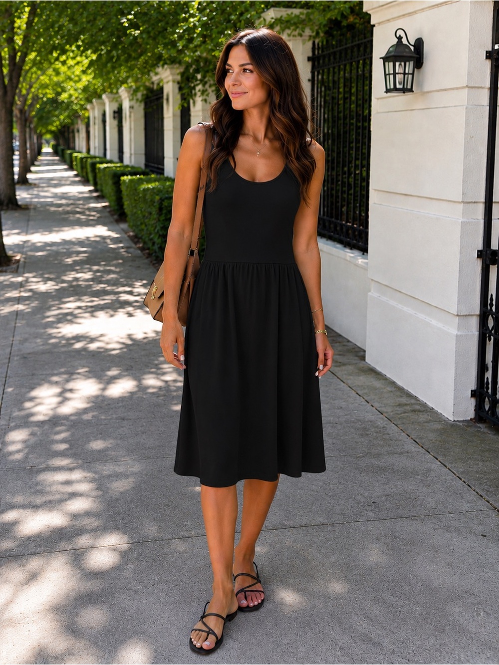 Old Navy Black Knit Midi Swing Dress Size M
